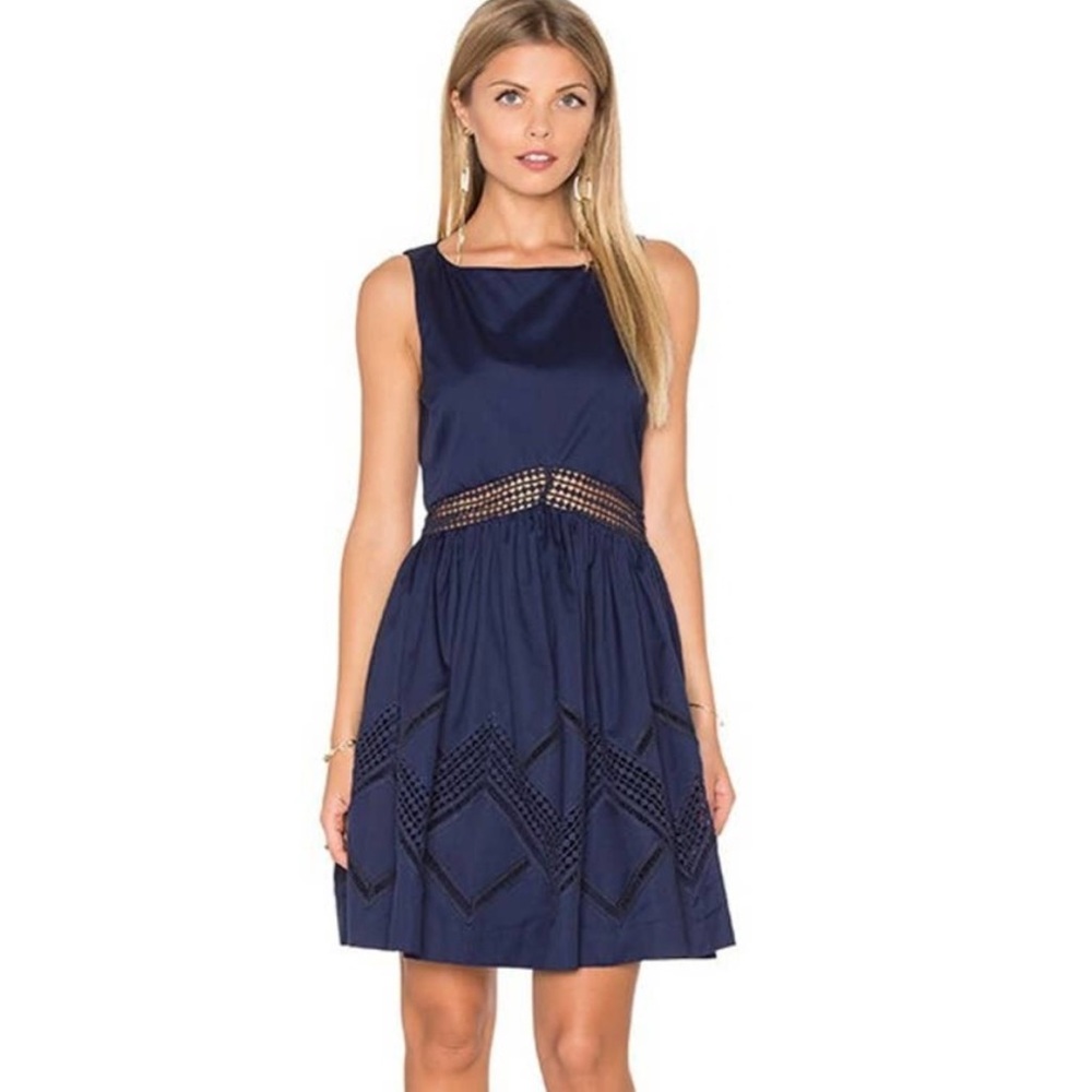Rebecca Minkoff Tess Fit and Flare Navy Sleeveless Dress Size 10
